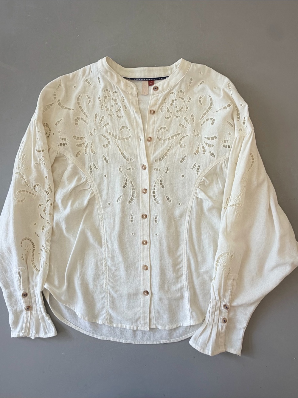 Pilcro Ivory Eyelet Button-Front Blouse - Picture 3 of 5